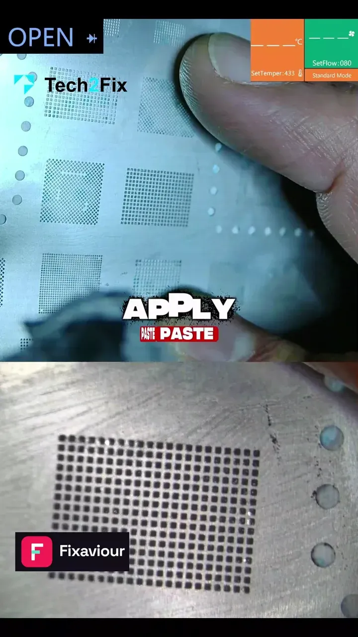 NAND package under magnification during pad preparation and reconstruction