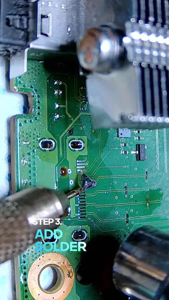 HDMI connector being fitted to an Xbox Series S board